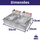 Ver imagem 2 de Fritadeira Elétrica Industrial Inox 2 Cubas 5 Litros com Cesto:220v