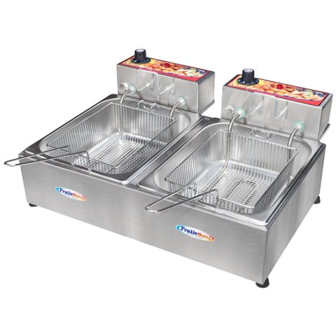 Fritadeira Elétrica Industrial Inox 2 Cubas 5 Litros com Cesto:220v