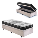 Ver imagem 1 de Cama Box Solteiro com Baú 88x188 com Colchão Gransleep Ecoflex Molas Verticoil Suede