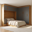 Ver imagem 1 de Guarda Roupa Casal Modulado 11 Portas 5 Gavetas com Cabeceira 100% MDF Imperial Yescasa Cinamomo/Chumbo