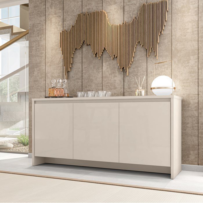 Aparador Buffet 3 Portas para Sala 505230 Off White Dcasa | MadeiraMadeira