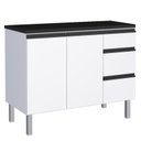 Ver imagem 1 de Balcão Para Cozinha de Aço 2 Portas 3 Gavetas e Porta Tempero Gaia 120 Com Tampo Cozimax Branco