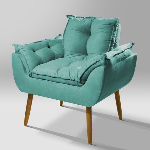 Poltrona Opala pra Quarto Azul Turquesa V8 Decor:azul-turquesa