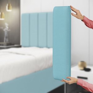 Painel Modulado Nashira 100 / A-043 Couro Azul Bebê
