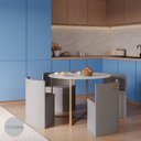 Ver imagem 2 de Conj. Compacto Sala de Jantar Pixel - Mesa Redonda C/ 4 Cadeiras Estofadas