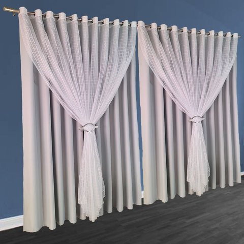 cortina pé direito 5,00 x 4,50 c/voal Fiori blackout branco