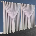 Ver imagem 1 de cortina pé direito 5,00 x 4,50 c/voal Fiori blackout branco