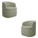Ver imagem 1 de Kit 2 Poltronas Decorativas Design Moderno Bel Sala de Estar Base Giratória Bouclê Verde Oliva G33 -