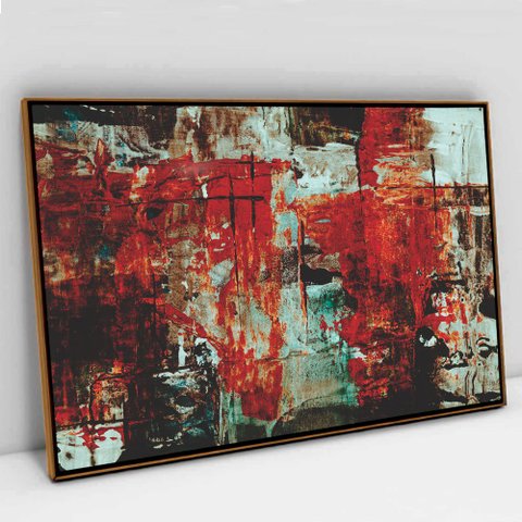 Quadro Decorativo em Canvas Abstrato Colors TACOLADO PAPEL DE PAREDE Moldura Flutuante 4,5cm Freijó 