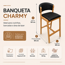 Ver imagem 2 de Banqueta Alta Cozinha Sala Jantar Estrutura Madeira Charmy:Verniz/Preto