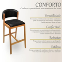 Ver imagem 4 de Banqueta Alta Cozinha Sala Jantar Estrutura Madeira Charmy:Verniz/Preto