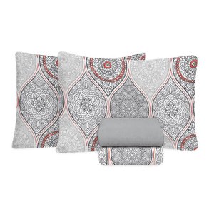 Jogo de Cama King Estamparia -premium Plus Etnica Cinza