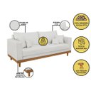 Ver mais imagens de Kit 1 Poltrona Living + Sofá 3 Lugares Madeira Tecido Linho Cor:bege