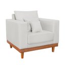 Ver imagem 3 de Kit 1 Poltrona Living + Sofá 3 Lugares Madeira Tecido Linho Cor:bege