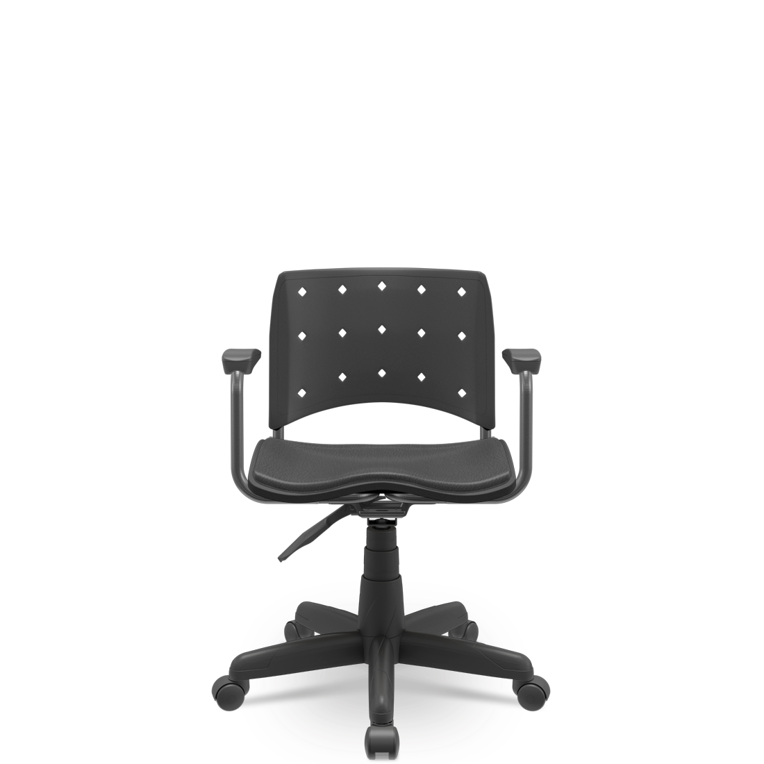 Cadeira Giratória Secretária Ergoplax com Braços Assento Estofado Preto - 1