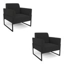 Ver imagem 1 de Kit 2 Poltronas Base Industrial Alta Preto Marisa Veludo D03 - D\'rossi Cor Preto