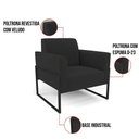 Ver imagem 2 de Kit 2 Poltronas Base Industrial Alta Preto Marisa Veludo D03 - D\'rossi Cor Preto