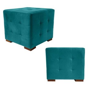 Kit 2 Puffs Cuba Decorativo Suede Azul - D'Rost