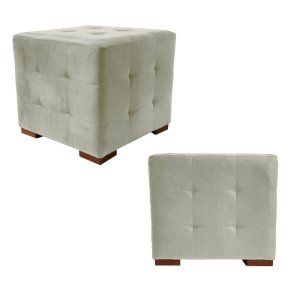 Kit 2 Puffs Cuba Decorativo Suede Creme - D'Rost