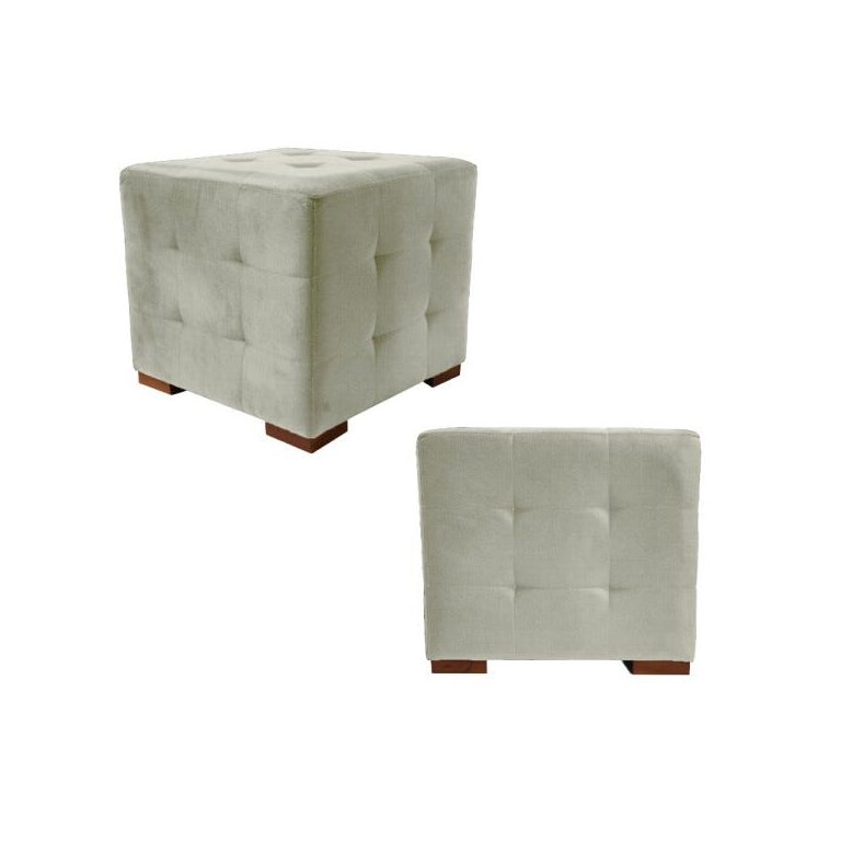 Kit 2 Puffs Cuba Decorativo Suede Creme - D'Rost