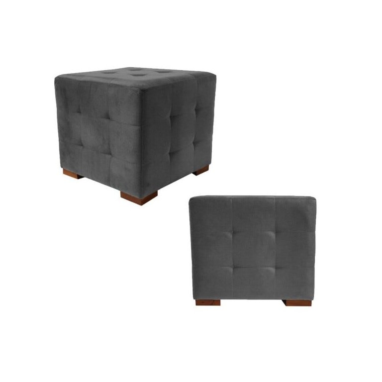 Kit 2 Puffs Cuba Decorativo Suede Cinza - D'Rost
