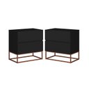 Ver imagem 2 de Conjunto 2 Mesas de Cabeceira Estilo Industrial 2 Gavetas Eros 45 Base Cobre:preto