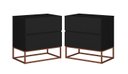 Ver imagem 2 de Conjunto 2 Mesas de Cabeceira Estilo Industrial 2 Gavetas Eros 45 Base Cobre:preto
