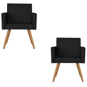 Kit 2 Poltronas Nina Decorativa Suede Preto - Kasa Sofá