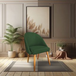 Kit 06 Cadeiras Jantar Bela Suede Verde Pés Palito Castanho - Pallazio - 2