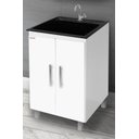 Ver imagem 1 de kit Lavanderia 40 litros com Apoio - Gabinete MDF e Tanque Mármore Sintético - Fabribam Gabinetes