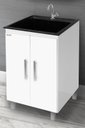 Ver imagem 1 de kit Lavanderia 40 litros com Apoio - Gabinete MDF e Tanque Mármore Sintético - Fabribam Gabinetes