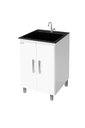 Ver imagem 3 de kit Lavanderia 40 litros com Apoio - Gabinete MDF e Tanque Mármore Sintético - Fabribam Gabinetes