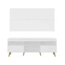 Ver imagem 1 de Rack com Painel e Suporte para Tv até 65 Polegadas e Pés Retrô Flórida Multimóveis Branco/natural