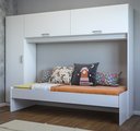 Ver imagem 2 de Cama Solteiro com Colchão Incluso e Guarda-roupa Multimóveis Branco