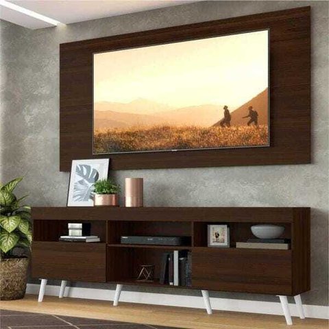 Rack com Painel para TV até 65 Polegadas e Pés Retrô Flórida Multimóveis Duna/Branco
