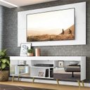 Ver imagem 1 de Rack com Painel para TV até 65 Polegadas, Espelho e Pés Retrô Flórida Multimóveis Branco/Natural