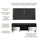 Ver imagem 4 de Rack com Painel para TV até 65 Polegadas, Espelho e Pés Retrô Flórida Multimóveis Preto