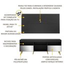 Ver imagem 5 de Rack com Painel e Suporte para Tv até 65 Polegadas com Espelho e Pés Retrô Flórida Multimóveis Preto