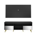 Ver imagem 3 de Rack com Painel e Suporte para Tv até 65 Polegadas com Espelho e Pés Retrô Flórida Multimóveis Preto