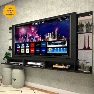 Painel para TV até 65 Polegadas com Espelho Nairóbi Plus Multimóveis Preto