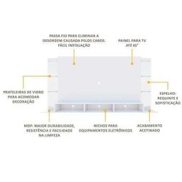 Painel para Tv Até 65 Polegadas com Espelho Nairóbi Plus Multimóveis Branco - 4