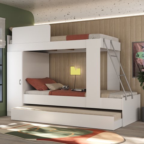 Treliche Infantil com Colchão Incluso e Barra de Proteção Multimóveis Branco