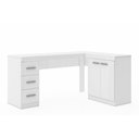 Ver imagem 1 de Mesa Canto p/Escritório MSM446 c/ 2 Portas e 3 Gavetas Branco - Movelbento