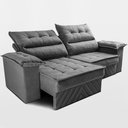 Ver imagem 3 de Sofá Retrátil e Reclinável 2,60m com Molas e Espuma D33 Thunder Velusoft Cinza Cama Inbox
