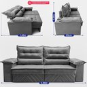 Ver imagem 2 de Sofá Retrátil e Reclinável 2,60m com Molas e Espuma D33 Thunder Velusoft Cinza Cama Inbox
