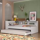 Ver imagem 2 de Bicama Solteiro com Colchão Incluso, Prateleira Lateral e Baú Embutido Multimóveis Branco