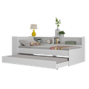 Ver imagem 1 de Bicama Solteiro com Colchão Incluso, Prateleira Lateral e Baú Embutido Multimóveis Branco