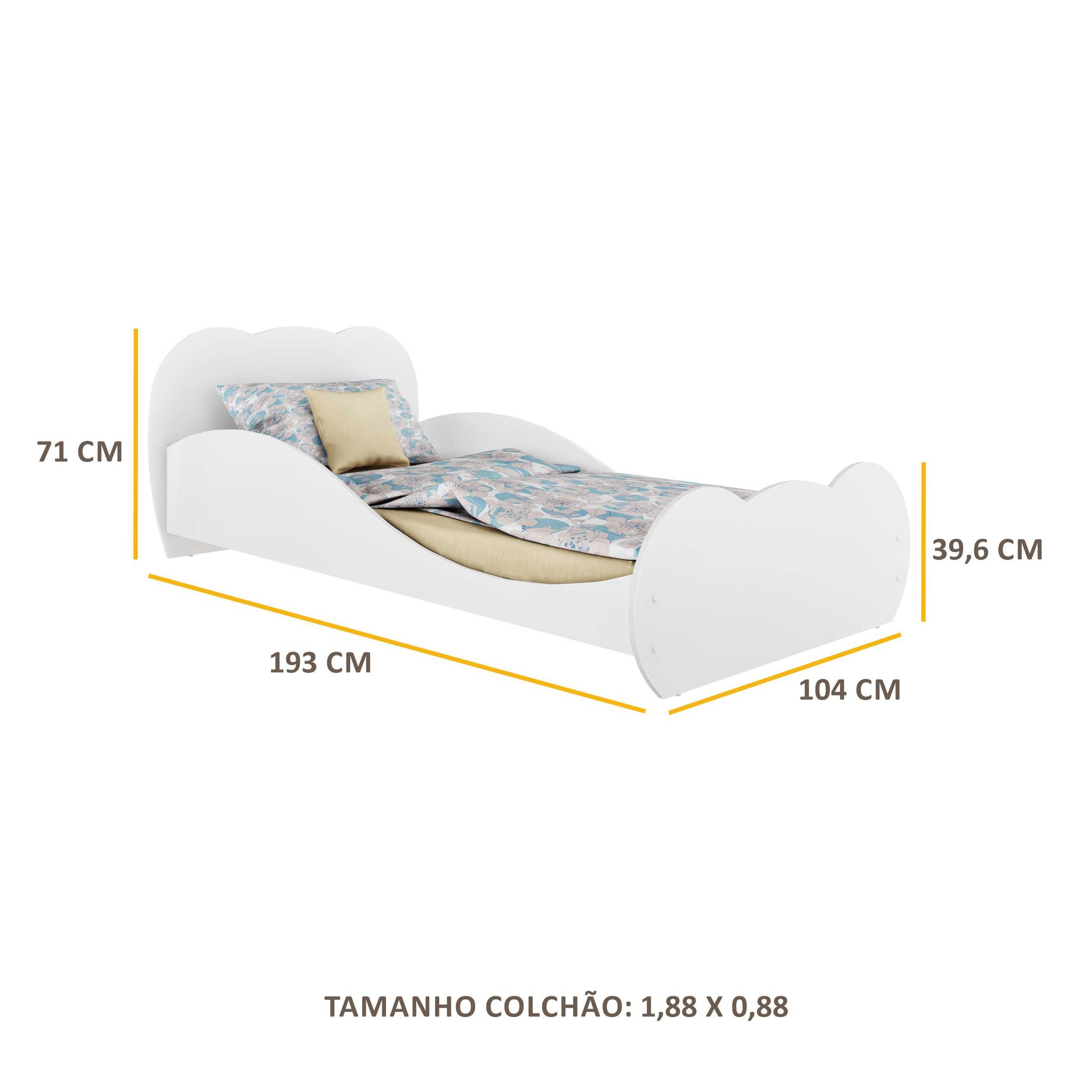 Cama Infantil com Colchão Incluso 100% MDF Safira Multimóveis Branco Branco - 6