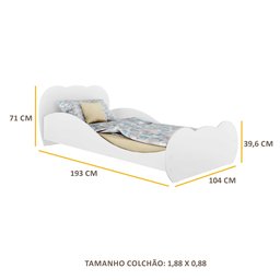 Cama Infantil com Colchão Incluso 100% MDF Safira Multimóveis Branco Branco - 6