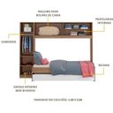 Ver imagem 3 de Bicama Solteiro com Colchão Incluso e Guarda-Roupa Multimóveis Avelã/Branco